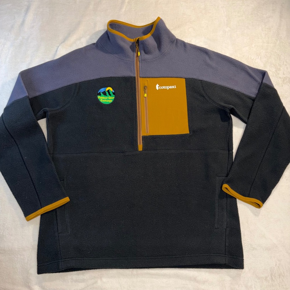 Cotopaxi Teca Fleece Half Zip Pullover Mens XL Grey Purple Yellow Outdoor Gear